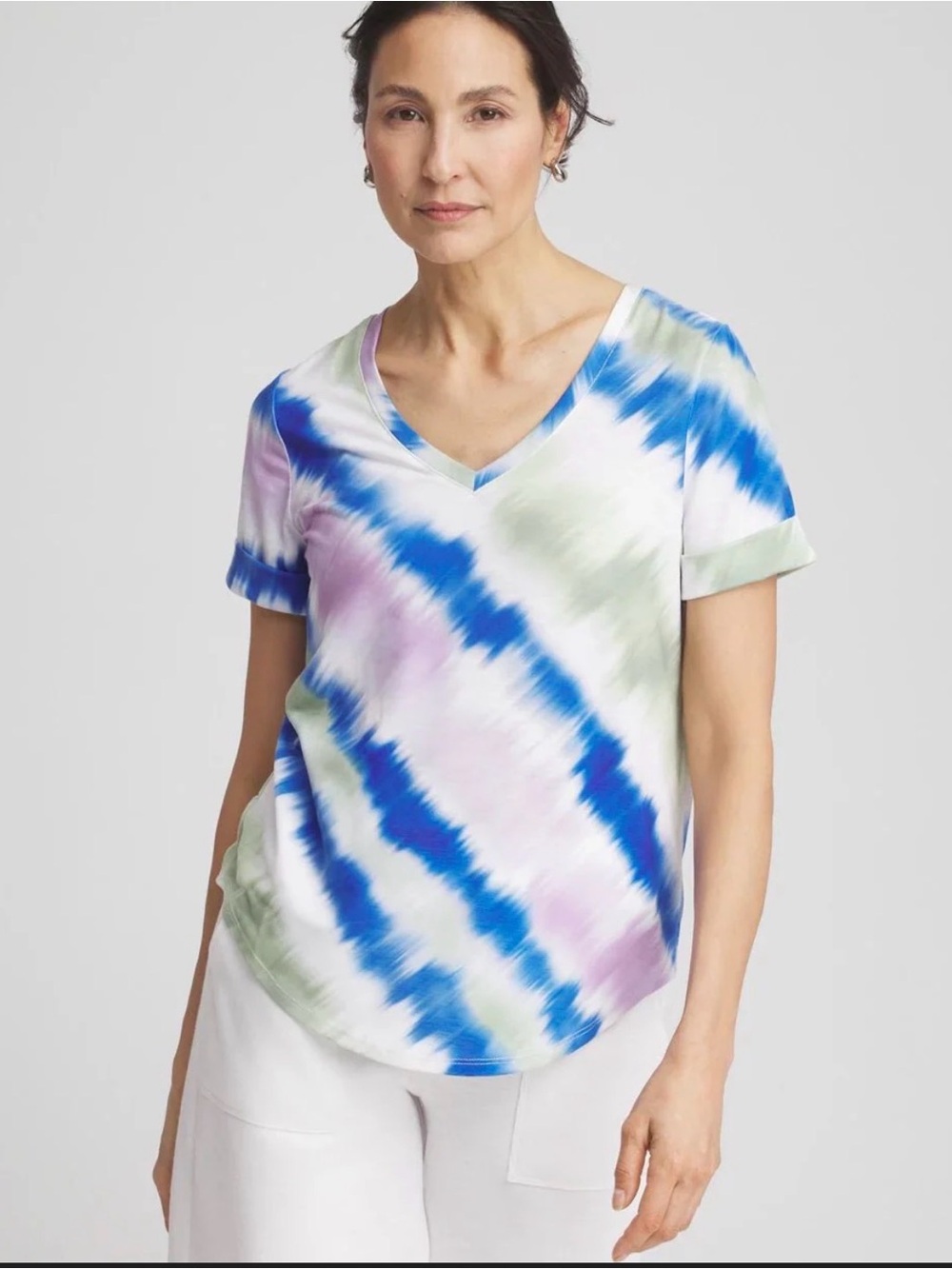 Zenergy by Chico’s V-Neck Tie Dye Tee Size Large